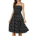 thumbnail image 2 of INSPIRE CHIC Women's Smocked Dress Spaghetti Strap Sleeveless Midi Tiered A-Line Dresses XS Black, 2 of 6