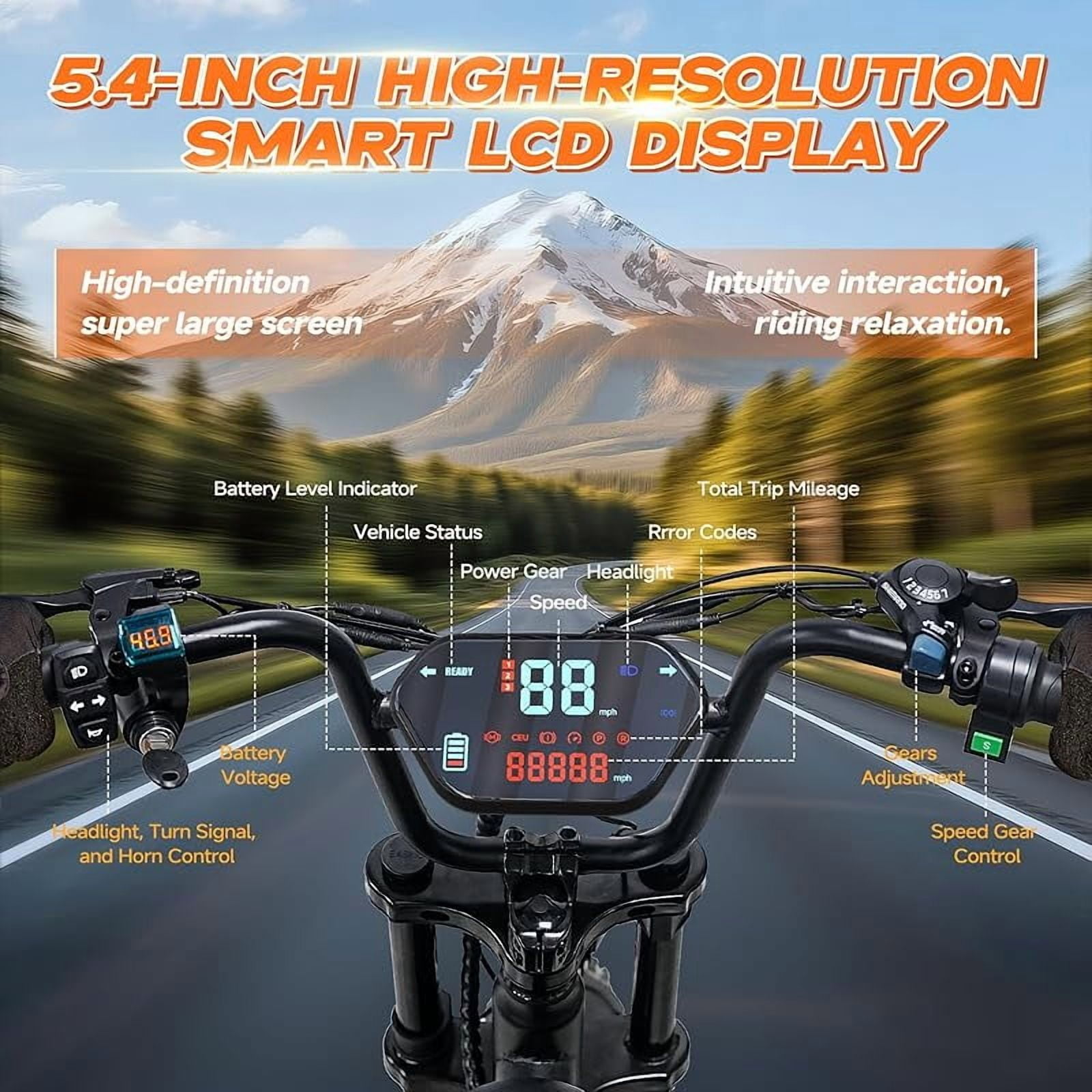 Large Electric Bicycles for Adults - 1500W Peak Motor 28MPH Speed, 48V 18Ah Battery, 60-90 Miles Range, 7-Speed Transmission, 20"x4.0" Retro Motorcycle Design for City & Trail Riding