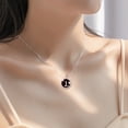 thumbnail image 2 of Sterling Silver Initial Necklace for Women Capital Letter A-Z Black Agate Pendant Necklace Cubic Zirconia Round Alphabet Necklaces Birthday Jewelry gift, 2 of 5