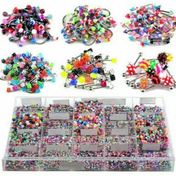 K-KED 30-105Pcs Wholesale Bulk Body Piercing Delicate Jewelry Navel Belly Tongue Lip Bar Ring.-85pcs Mixed Random style