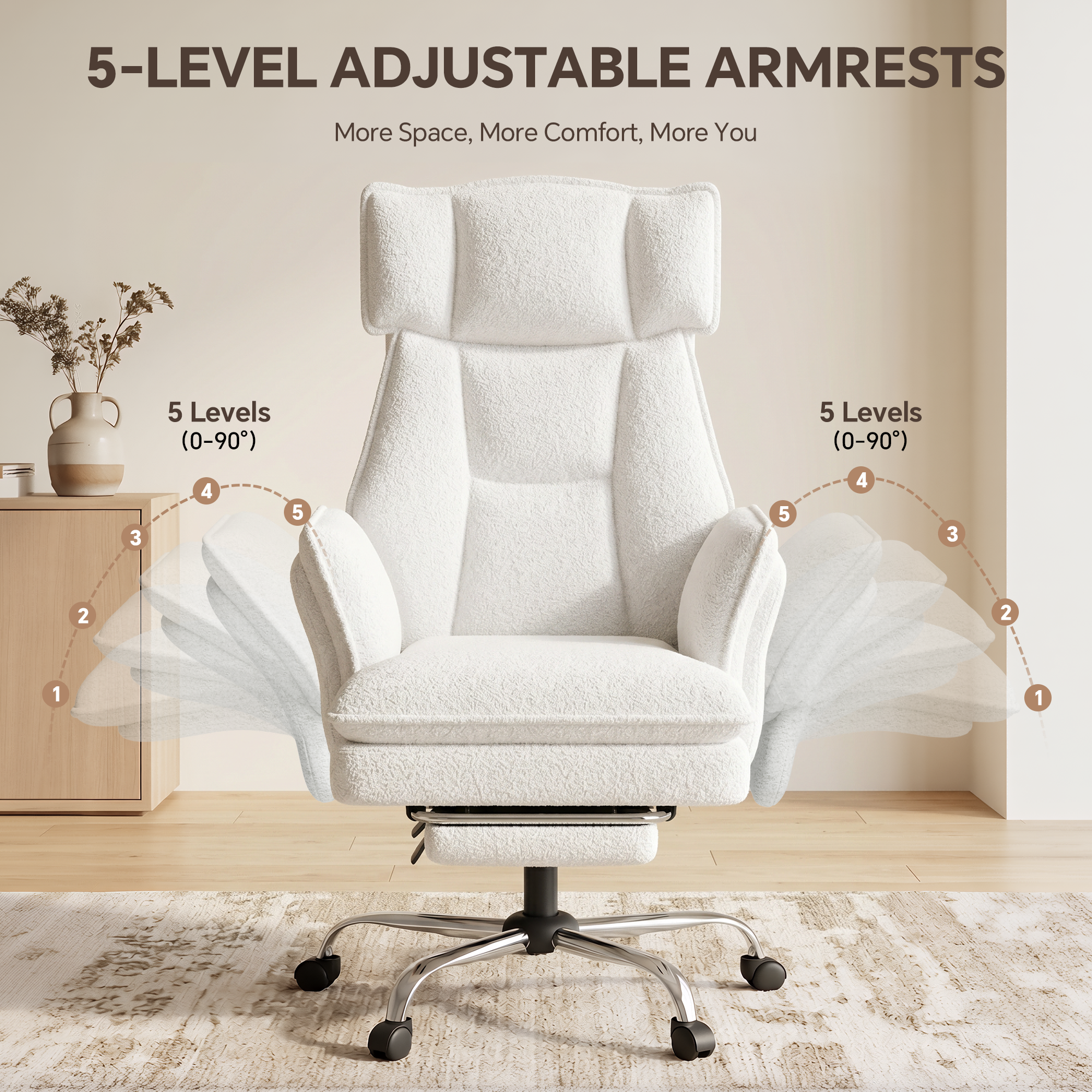Mr Ironstone Reclining Office Chair with Footrest, White photo 2