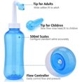 thumbnail image 4 of Botella para lavado nasal Neti Pot - 500 ml (17 oz) Botella para lavado nasal Limpiador nasal para alergias Sistema de irrigación nasal a presión para el cuidado nasal de adultos y niños Libre de BPA, 4 of 5