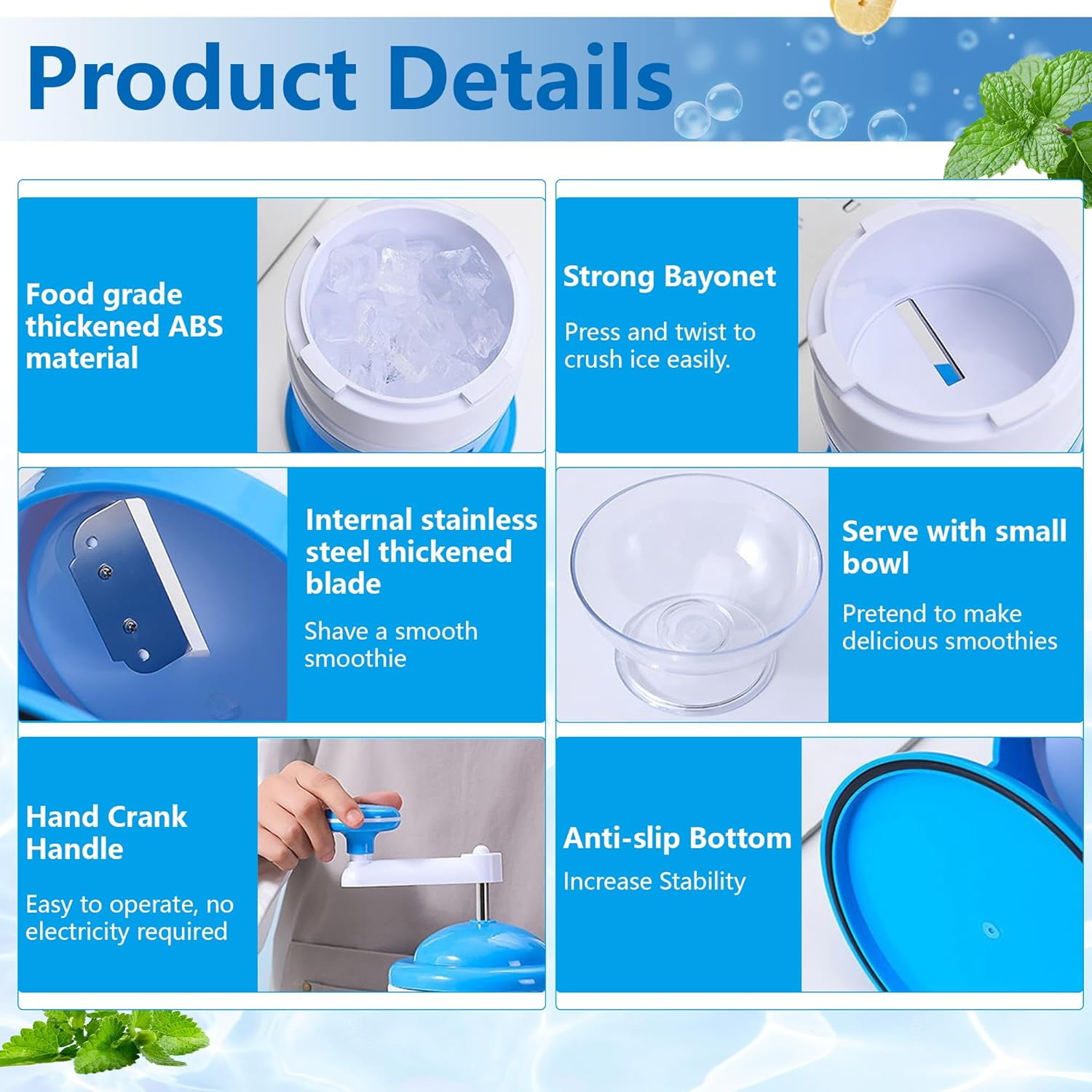 Manual Shaved Ice Machine : Portable Ice Shaver Machine for Making Smoothies and Cold Drinks,Mini Ice Crushers for Home Use,Ice Shaver for Outdoor Picnics Camping Use
