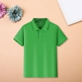 thumbnail image 2 of GiLiling Boys Short Sleeve Polo Shirts Cozy Collared Neckline Comfort Stretch Golf Shirt School Uniform (Green, 5-6 Years), 2 of 9