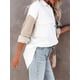 thumbnail image 5 of Qarigey Abrigo de mujer Botón de bloque de color Camisa cálida Otoño Invierno Solapa de pana Prendas para la parte del cuerpo Blanco+gris+caqui S Qarigey AP003978-07, 5 of 6