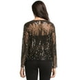 thumbnail image 5 of PrettyGuide Women's Sequin Blouse See Through Party Tops Beaded Sparkly Shirts XL Gold, 5 of 6