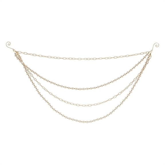 Melrose 95345DS 27 x 12 in. Plastic Chain & Bead Garland, White & Gold - Set of 2