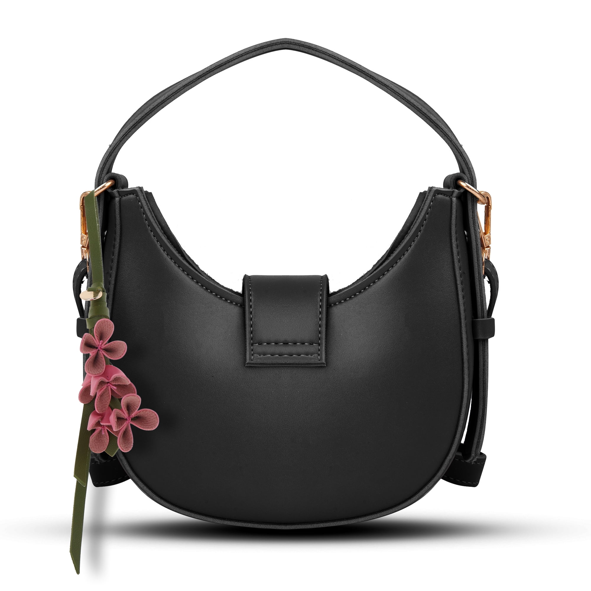 Unique Bargains PU Leather Flower Handbag Charm 1 Piece for Bags Rose Red