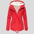 thumbnail image 2 of Jackets for Women Trendy Plus Size Lapel Long Sleeve Vintage Quilted Thicken Hooded Fall Winter Womens Coats,Red,L, 2 of 9