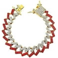 thumbnail image 4 of Charles Raymond Zig Zag Bling'ed Out Necklace - New Cuban Z Links w/ 3 Row Diamonds on Each Side with Matching Z Links Bracelets (Red - Ring Size 9), 4 of 5