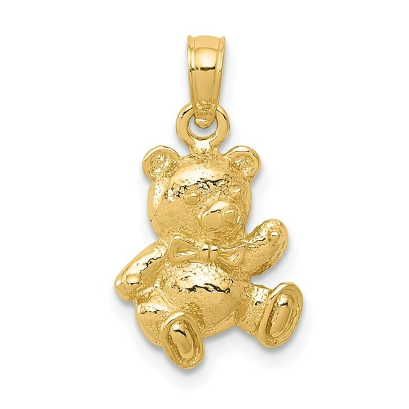 14k Yellow Gold Teddy Bear Charm Pendant