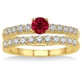 thumbnail image 2 of 1.5 Carat Ruby & Diamond Elegant Bridal Set on 10k Yellow Gold, 2 of 2