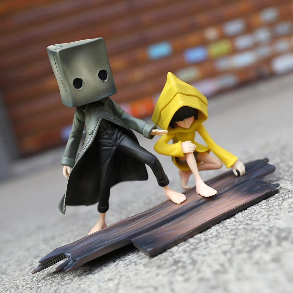 New Little Nightmares Mono, Six Figure,Stand Side by Side wear Raincoats Anime Figure 15cm/5.9inch PVC Character Action Model Statue Decoration Ornament Gifts
