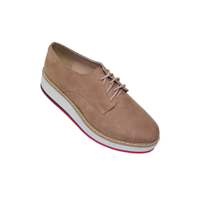 TENIS PLATAFORMA CASUAL MILAGROS MUJER DAMA TEKA BEIGE GAMUZA 7500 LEON 7500p