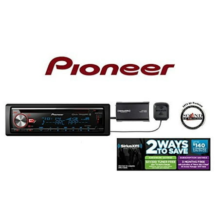 Pioneer CD Receiver DEH-X7800BHS w/ Built in Bluetooth, HD Radio SiriusXM Satellite Radio SXV300v1 and a FREE SOTS Air