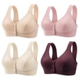 thumbnail image 4 of Front Open Button Cotton Bra Thin Cup Wire-Free Racerback Cami Bra Gathered Wireless Plus Size Full Coverage Bra 36/80-46/105, 4 of 8