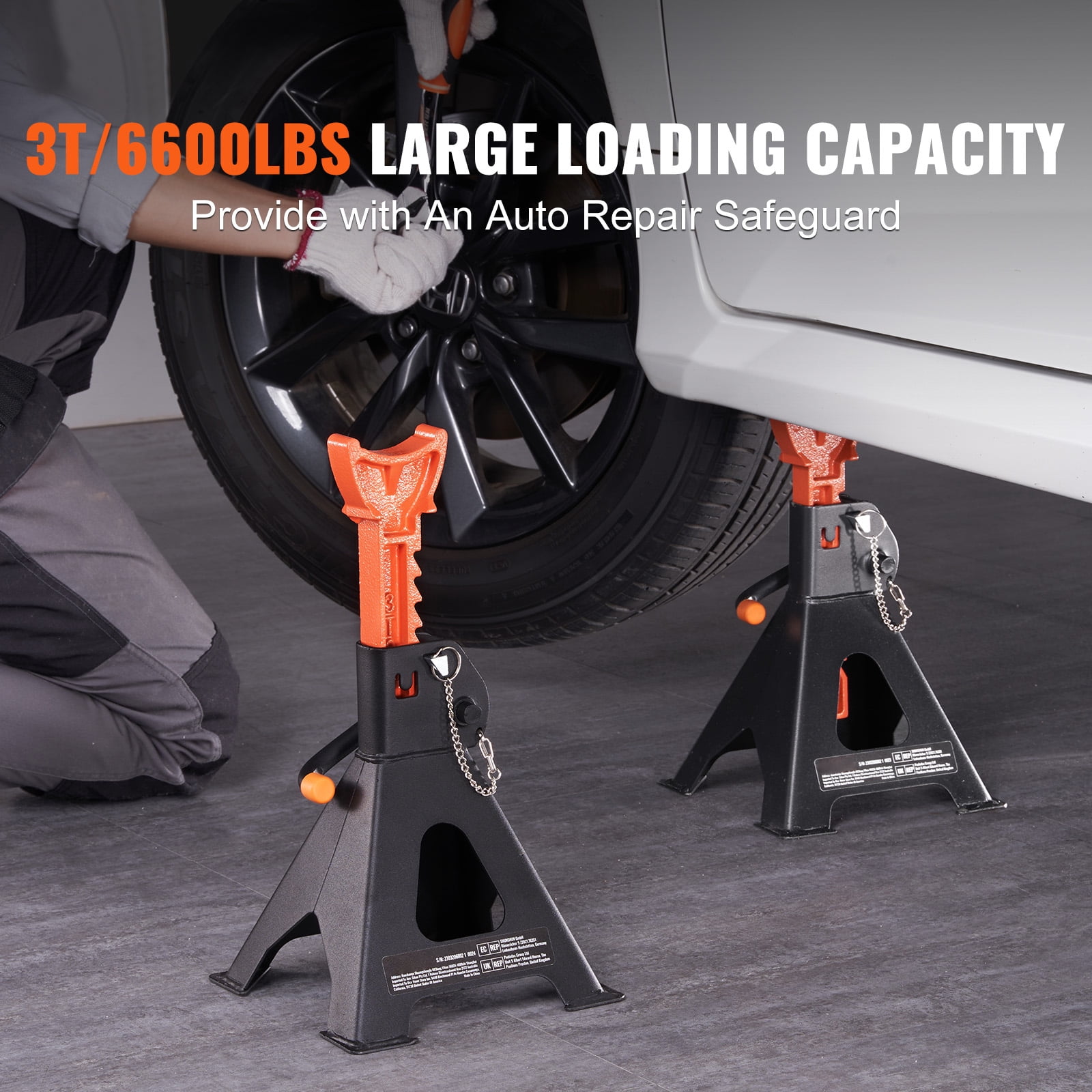 KFFKFF Support Props, 3 Ton (6,000 lbs) Load Bearing Car Support Props with Dual Locking, 10.8-16.3 inch Variable Elevation, suitable for elevating SUV, Pickup Truck, Automobile and UTV/ATV, Red