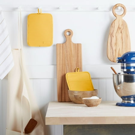 KitchenAid Ribbed Soft Silicone Pot Holder 2-Pack Set, Orange Sorbet, 7"x9"