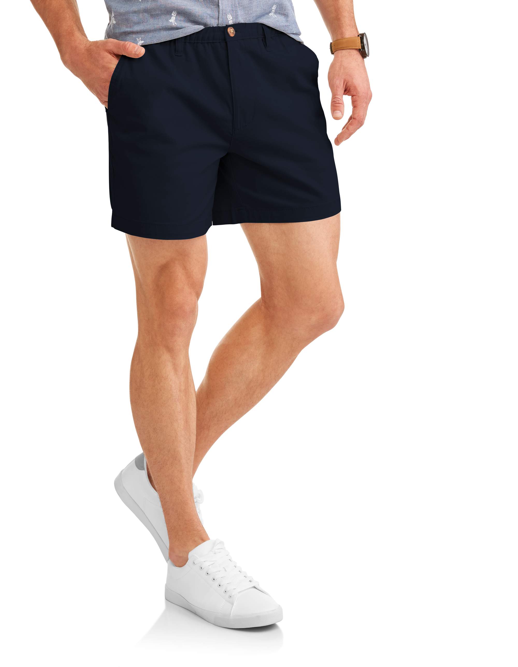 Men's Shorter Length Flat Front Twill Shorts