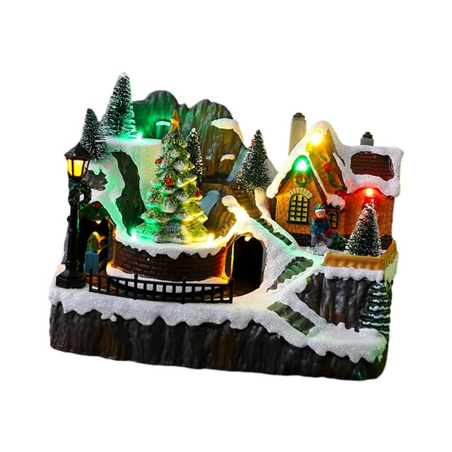 Caja de música de casas de pueblos navideños, decoración creativa, escena navideña, adorno de Navidad para gabinete, mesa de Festival, vacaciones en c Árbol de Navidad
