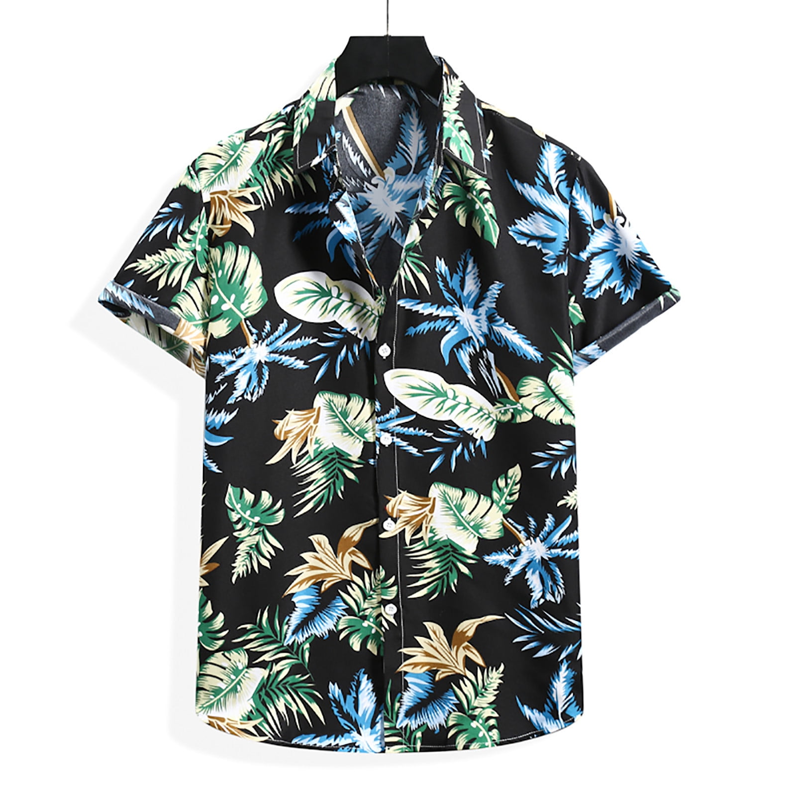 Ayolanni 100% Cotton Hawaiian Shirt Men Hawaiian Short Sleeve Beach ...