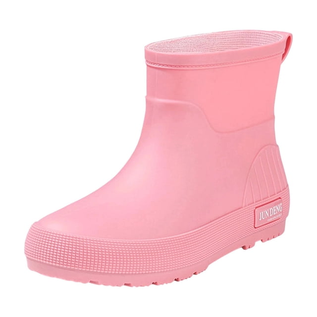 Pink Womens Waterproof Short Rain Boots Comfortable Height Increasing Heel Shoes Fall And Winter Outdoor Leisure All-Match Anti-Slip Size 39