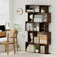 thumbnail image 2 of Costway 1 PCS 5-Tier Geometric Bookshelf with Open Shelves & Closed-back Cubes for Living Room Rustic Brown, 2 of 10