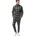 thumbnail image 1 of Men Jogging Suits Sets Mens Jogging Suit Tracksuit Plaid Print Zip Sweatshirt Top And Trouser Set, 1 of 7