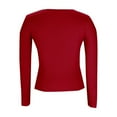 thumbnail image 4 of vigerkar Womens Long Sleeve Shirts Blouses Fall Fashion Ribbed Basic Tops Winter Clothes (Red, L), 4 of 4