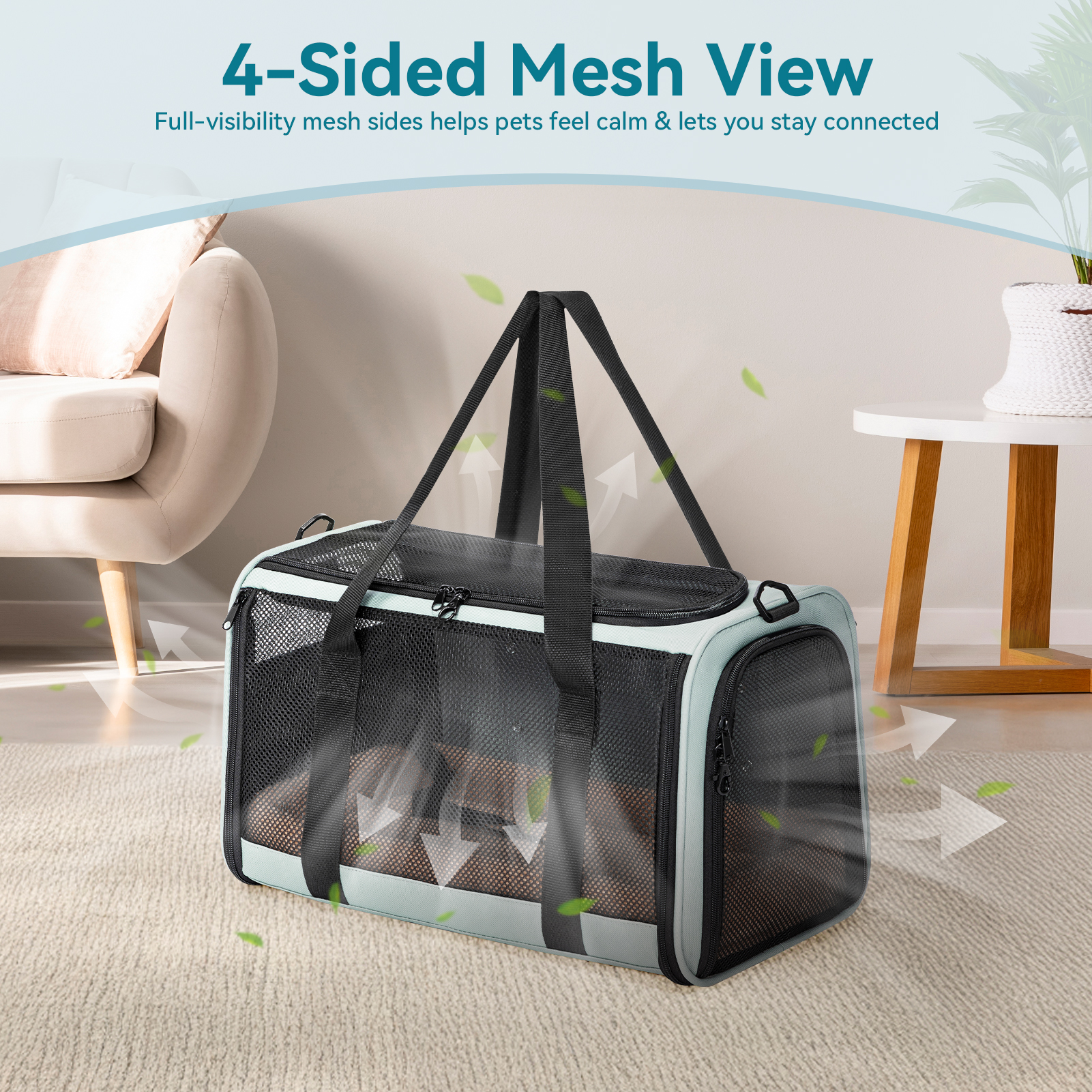 Petsfit Airline Approved Soft-Sided Cat Carrier, Green photo 8
