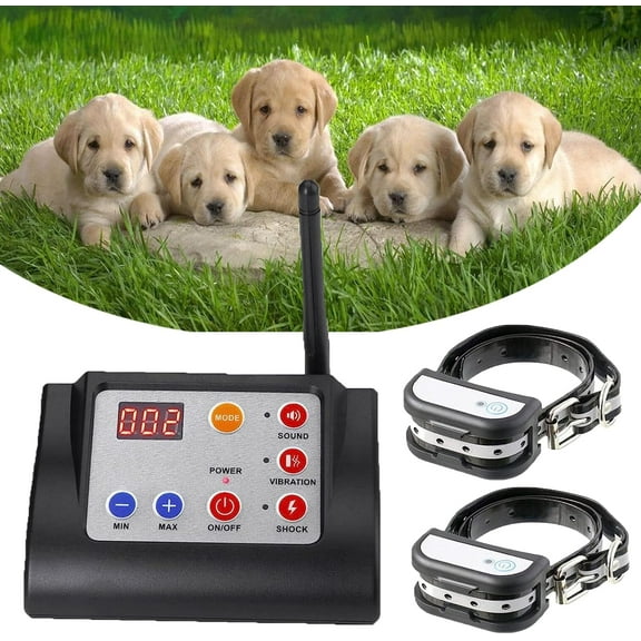 Wireless Dog Fence, Electric Pets Boundary Containment System, Waterproof Training Collar Receiver with Remote, Safe Effective Vibrate/Shock Dog Fence for Stubborn Dogs,for2dogs