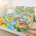 thumbnail image 4 of Manfei Cartoon Town Map Queen Sheets,Autumn Trees Queen Sheet Sets,Gray,4-Piece,1 Flat Sheet, 1 Fitted Sheet and 2 Pillowcases, 4 of 6