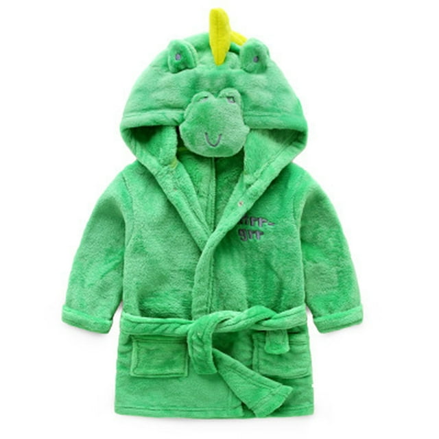 TIEVOSA UniAnimal Face Hooded Towel and Plush Animal Face Robe Pretty Elephant Bathrobe 4-5 Years(Green)