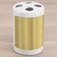 thumbnail image 1 of Mustard Ceramic Toothbrush Holder, Repeating Pattern of Golden Yellow Tone Abstract Swirls, Decorative Versatile Countertop for Bathroom, 4.5" X 2.7", Pale Coffee Mustard, 1 of 4