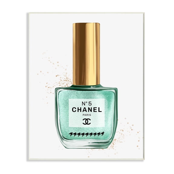 Stupell Industries Makeup Nail Polish Cyan Gold Fashion Design Wall Plaque by Ziwei Li