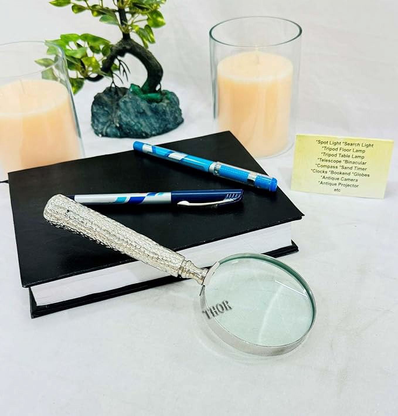 Large, antique, sterling Silver handle magnifying glass hallmarked London 1917. Ideal gift and desk accessory