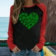thumbnail image 2 of QIPOPIQ T-Shirts à Manches Longues à Col Rond pour Femmes T-Shirts de la Saint-Patrick T-Shirt Imprimé Trèfle de Printemps T-Shirt Vert Porte-Bonheur T-Shirts de la Saint-Patrick Tuniques Patchwork Hauts Chemises de Fête Aubaines, 2 of 4