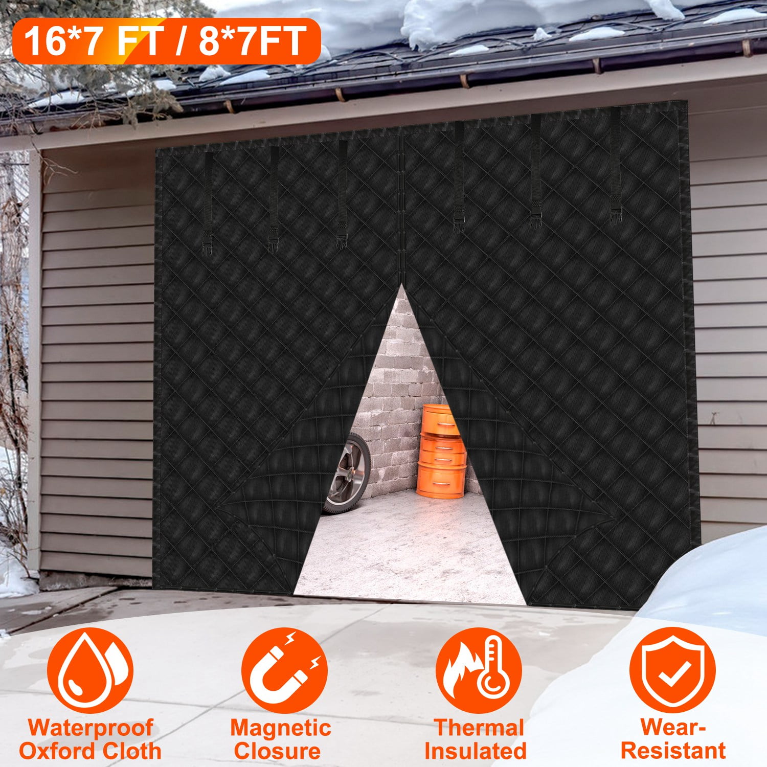 16*7FT Magnetic Thermal Insulated Garage Door