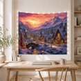 thumbnail image 5 of Snowy Mountain Winter Village with Glowing Chalets, Cozy Cottagecore for Nature Lovers, Scenic Landscape Art Decor, Christmas Gift Tapestry Wall Hanging for Bedroom and Living Room, 5 of 7