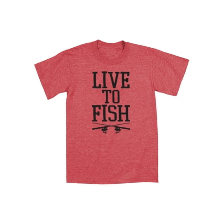 Fun Novelty T-shirt - Live To Fish Fun Fishing Novelty - Mens T-Shirt