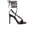 thumbnail image 2 of Schutz Vikki Crystals Black Ankle Strap Lace Up Open Toe High Heel Sandals (Black, 7), 2 of 6
