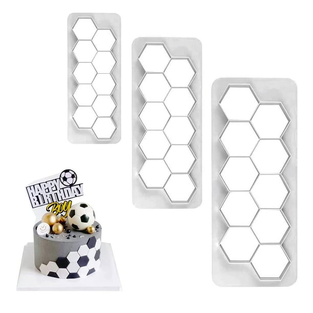30 Uds. De cortadores de galletas con diseño de fútbol, 3 tamaños, cortador de Fondant para pastel hexagonal, cortadores de galletas divertidos para manualidades de cocina DIY oso de fresa Hogar
