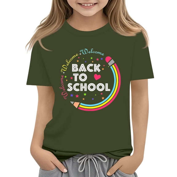 Grblisyd Shirts for Girls 10-12 Back To School Short Sleeve Letter Print T-Shirts Graphic Crewneck Tees Tops Clothes for Kids