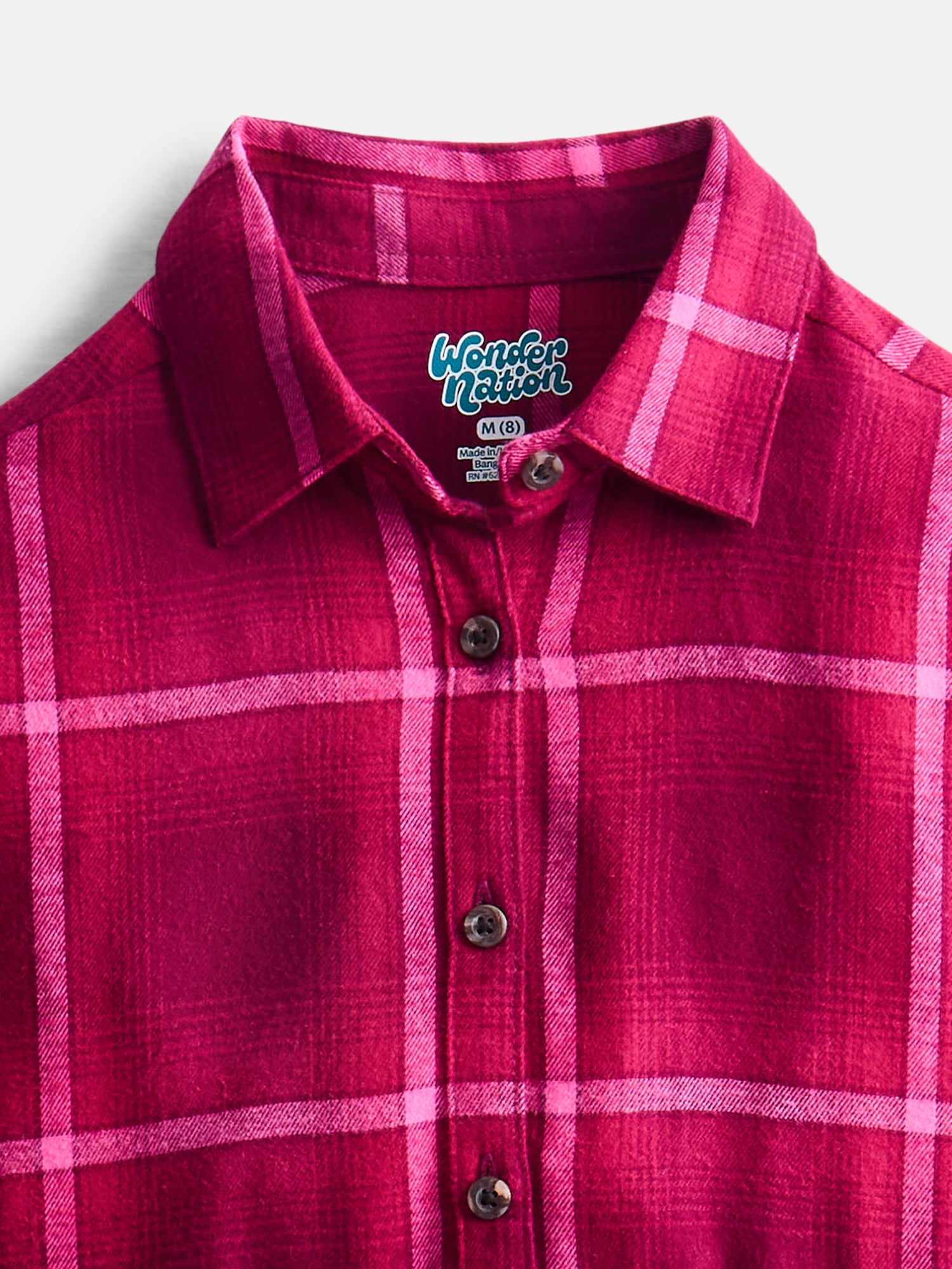 Wonder Nation Girls Cotton Shirt Dress, Sizes XS-XXL