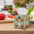 thumbnail image 5 of FUIALDOLG Leather Tissue Box Cover Square 5.1x5.1x5.5'' Waterproof Tissue Box Holder with Metal Button for Car, Bathroom, Kitchen,Home Decor (Funny Turkey Pumpkin), 5 of 7