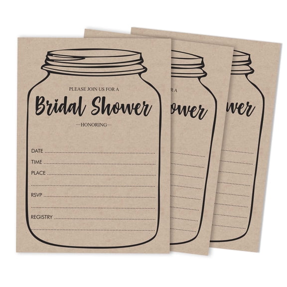 Inkdotpot 30Rustic Kraft Mason JarFill-In Style Bridal Shower Invitations Wedding Blank Invites