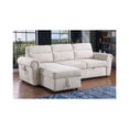 thumbnail image 6 of Hugoo 97"W Beige Chenille Reversible Sleeper Sectional Sofa Chaise w/USB+Pockets, 6 of 6