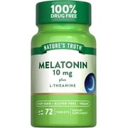 Melatonin 10 mg + L-Theanine | 72 Tablets | Maximum Strength Nighttime Sleep Aid | by Nature's Truth