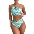 thumbnail image 1 of Womens Two Piece Swimsuits One Shoulder Print Bathing Suit High Waisted Bikini Swimwear, 1 of 6