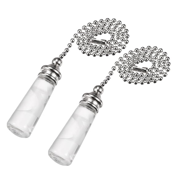 Uxcell 12 inch Clear Glass Pendant Light Fan Lighting Accessories Beaded Pull Chain Brushed Nickel 2 Pack